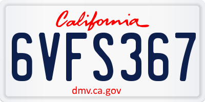 CA license plate 6VFS367
