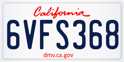 CA license plate 6VFS368