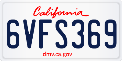 CA license plate 6VFS369