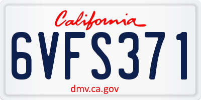 CA license plate 6VFS371