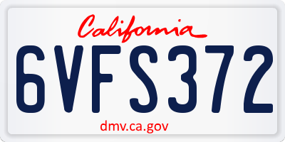 CA license plate 6VFS372