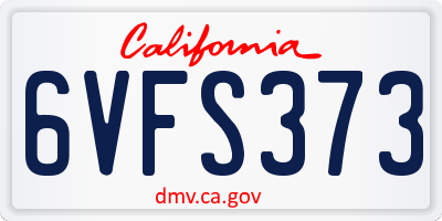 CA license plate 6VFS373