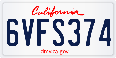 CA license plate 6VFS374