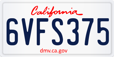 CA license plate 6VFS375