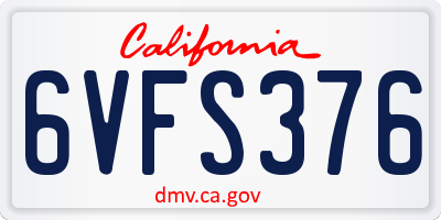 CA license plate 6VFS376