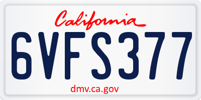 CA license plate 6VFS377