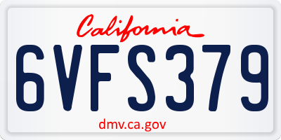 CA license plate 6VFS379