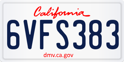 CA license plate 6VFS383