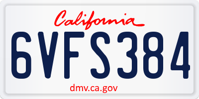 CA license plate 6VFS384