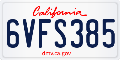 CA license plate 6VFS385