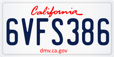 CA license plate 6VFS386