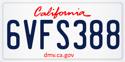 CA license plate 6VFS388