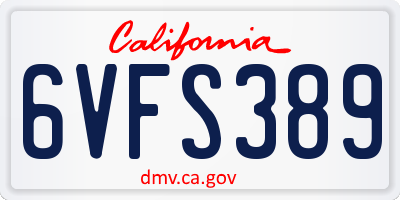 CA license plate 6VFS389