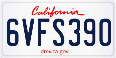 CA license plate 6VFS390