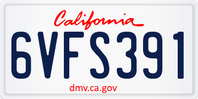 CA license plate 6VFS391