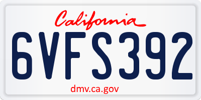 CA license plate 6VFS392