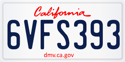 CA license plate 6VFS393