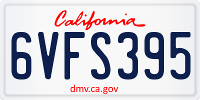 CA license plate 6VFS395