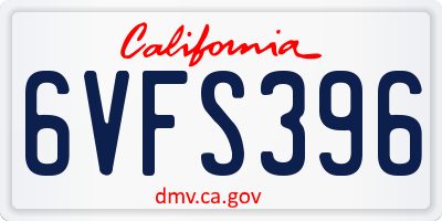 CA license plate 6VFS396