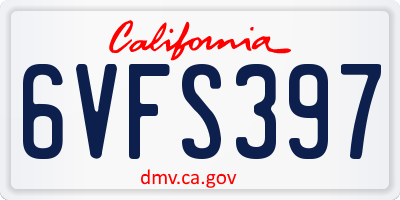CA license plate 6VFS397