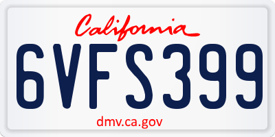 CA license plate 6VFS399
