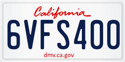 CA license plate 6VFS400