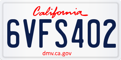 CA license plate 6VFS402