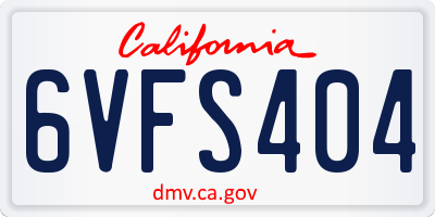 CA license plate 6VFS404