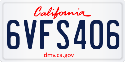 CA license plate 6VFS406