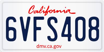 CA license plate 6VFS408