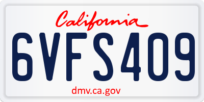 CA license plate 6VFS409