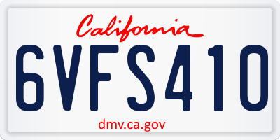 CA license plate 6VFS410