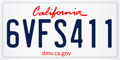 CA license plate 6VFS411