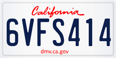 CA license plate 6VFS414