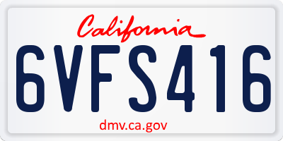 CA license plate 6VFS416