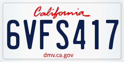 CA license plate 6VFS417