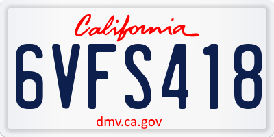 CA license plate 6VFS418