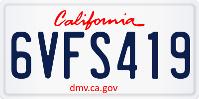 CA license plate 6VFS419