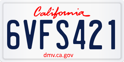 CA license plate 6VFS421