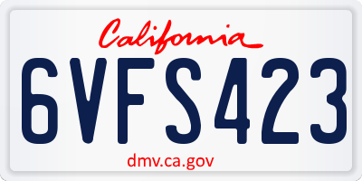 CA license plate 6VFS423