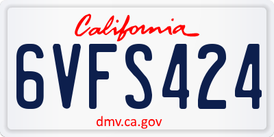 CA license plate 6VFS424