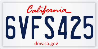 CA license plate 6VFS425