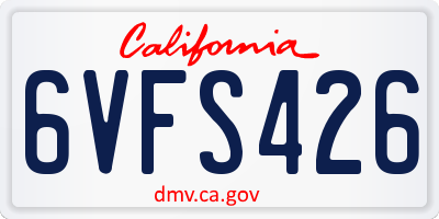 CA license plate 6VFS426