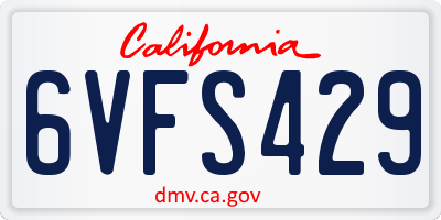 CA license plate 6VFS429