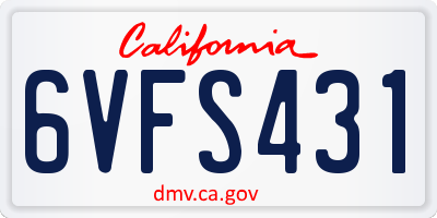 CA license plate 6VFS431