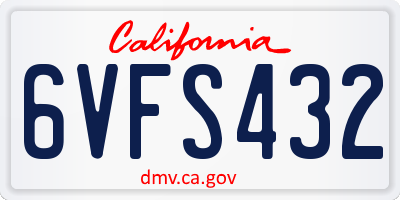 CA license plate 6VFS432