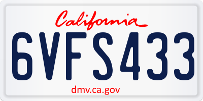 CA license plate 6VFS433