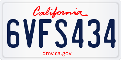 CA license plate 6VFS434
