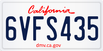 CA license plate 6VFS435
