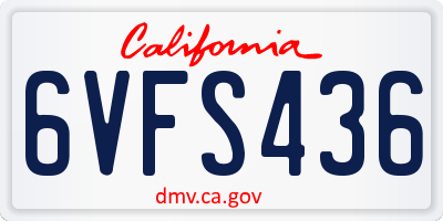 CA license plate 6VFS436